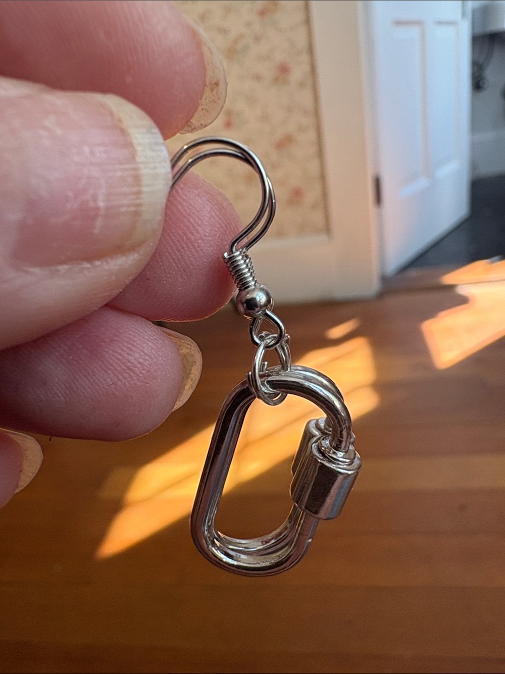 Men's Silver Carabiner Keyring Earring - Unbranded